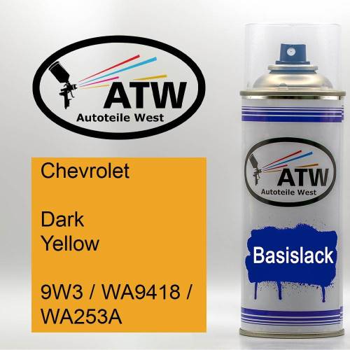 Chevrolet, Dark Yellow, 9W3 / WA9418 / WA253A: 400ml Sprühdose, von ATW Autoteile West.
